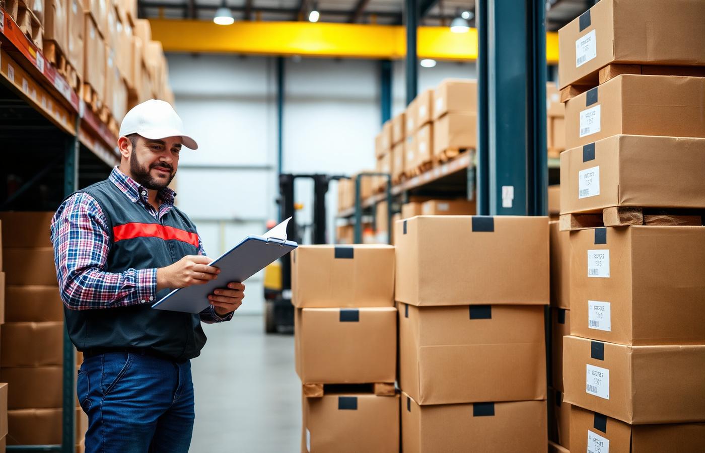 Warehouse team preparing pallets for trade shipment