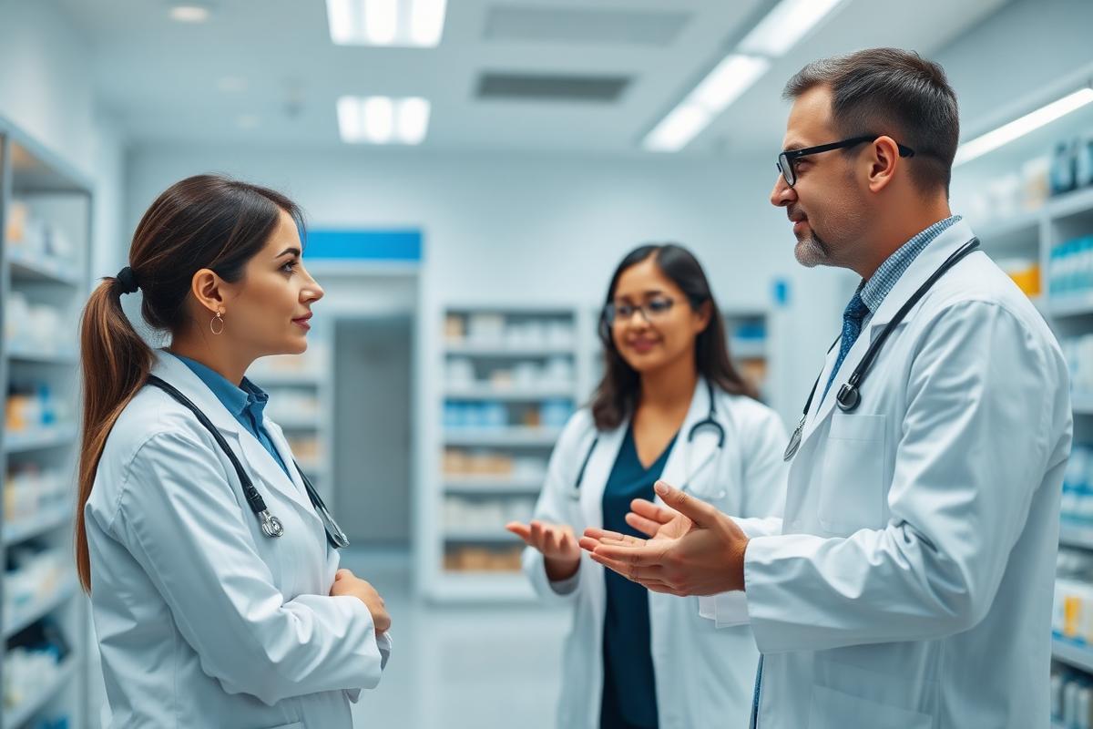 Healthcare professionals discussing product information